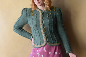 1980s hand knit sweater . Wolkenstricker Bavarian cardigan . size xs to s/m