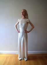 Load image into Gallery viewer, Vintage 1930s cream silk satin bias cut gown . bridal dress . size xs to small