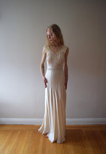 1940s 1950s silk gown . Heavenly Fischer nightgown . size xs to small