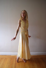 Load image into Gallery viewer, 1940s silk satin gown . vintage yellow slip dress . size small to s/m