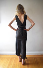 Load image into Gallery viewer, 1930s 1940s black chiffon nightgown . sheer silk gown . size xs to small
