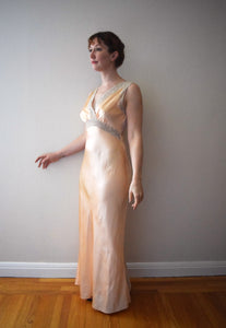 1940s bias cut gown . vintage silk nightgown . size small to s/m