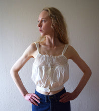 Load image into Gallery viewer, Antique corset cover . 1900s 1910s vintage white top . size xs to xs/small