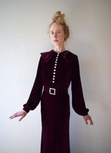 Load image into Gallery viewer, 1930s silk velvet gown . vintage 30s velvet dress . size xs to small