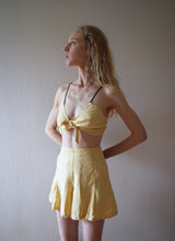 Load image into Gallery viewer, 1930s 1940s playsuit . vintage yellow linen top and shorts . size xxs to xs
