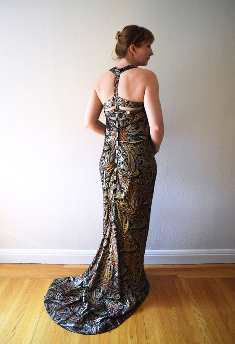 RESERVED . 1930s House of Worth couture silk lamé gown . size medium to m/l