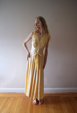 Load image into Gallery viewer, 1940s silk satin gown . vintage yellow slip dress . size small to s/m