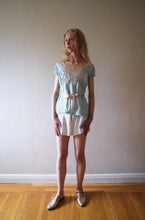 Load image into Gallery viewer, 1930s blue silk and rayon satin lingerie top . size small