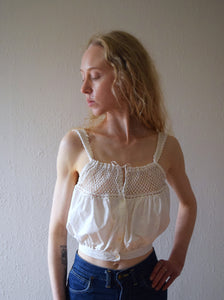 Antique corset cover . 1900s 1910s vintage white top . size xs to xs/small