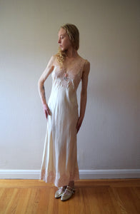 1930s silk satin gown . vintage slip dress . size xs to medium