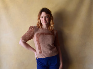 1940s knit top . 40s 50s sweater . size s to m