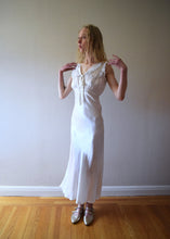Load image into Gallery viewer, 1940s ivory satin bias cut gown . vintage nightgown . size xs to xs/small