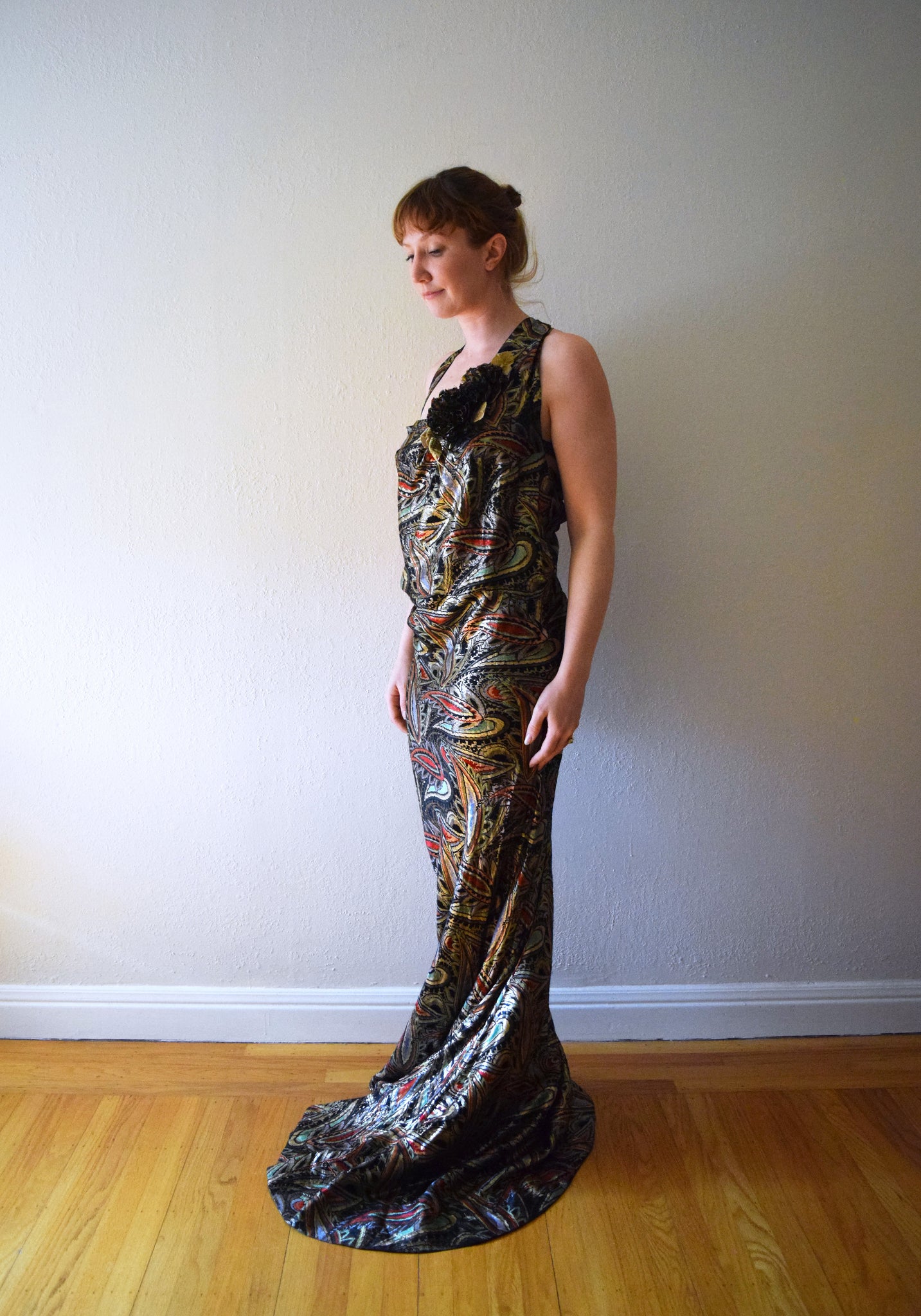 RESERVED . 1930s House of Worth couture silk lam gown . size medium t bluefennel RESERVED . 1930s House of Worth couture silk lam gown . size medium t bluefennel