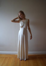 Load image into Gallery viewer, 1930s hand embroidered silk bias cut gown . size small to medium