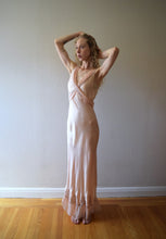 Load image into Gallery viewer, 1930s bias cut silk satin and chiffon gown . size xs to small