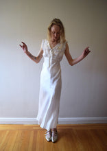 Load image into Gallery viewer, 1940s ivory satin bias cut gown . vintage nightgown . size xs to xs/small
