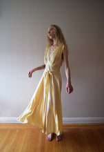 Load image into Gallery viewer, 1940s silk satin gown . vintage yellow slip dress . size small to s/m