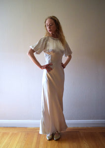 1930s bias cut wedding dress . vintage 30s gown . size small to medium