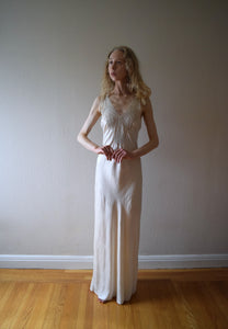 Vintage 1930s cream silk bias cut gown . size xs to small