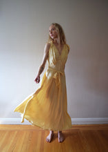 Load image into Gallery viewer, 1940s silk satin gown . vintage yellow slip dress . size small to s/m