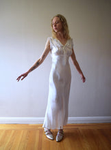 Load image into Gallery viewer, 1940s ivory satin bias cut gown . vintage nightgown . size xs to xs/small