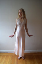 Load image into Gallery viewer, 1940s satin gown . vintage 40s pink nightgown . size xs to xs/small