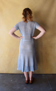 1930s crochet dress . vintage 30s dress . size m to xl