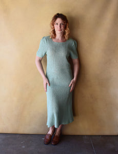 1930s crochet dress . vintage 30s dress . size m to l