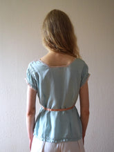 Load image into Gallery viewer, 1930s blue silk and rayon satin lingerie top . size small