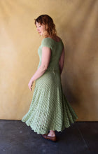 Load image into Gallery viewer, 1950s knit dress . vintage 50s green dress . size s to m