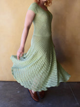 Load image into Gallery viewer, 1950s knit dress . vintage 50s green dress . size s to m