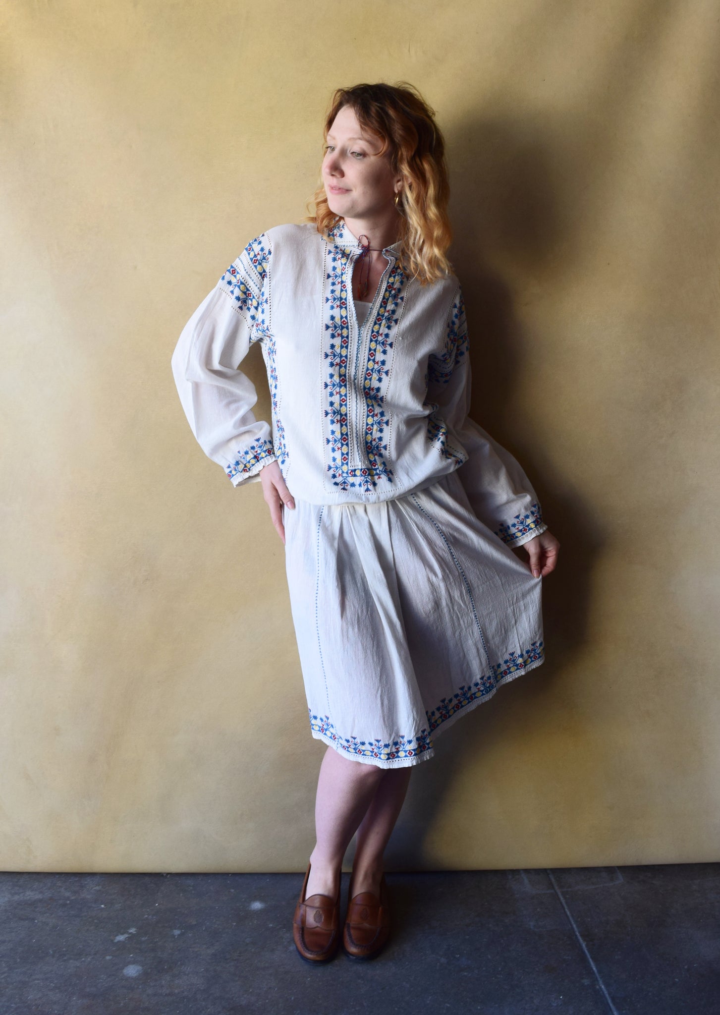 1920s embroidered set . 20s folk Hungarian dress . size xs to s bluefennel 1920s embroidered set . 20s folk Hungarian dress . size xs to s bluefennel