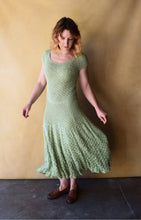 Load image into Gallery viewer, 1950s knit dress . vintage 50s green dress . size s to m