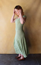 Load image into Gallery viewer, 1950s knit dress . vintage 50s green dress . size s to m