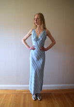 Load image into Gallery viewer, 1930s 1940s polka dot nightgown . vintage blue slip dress . size s to m