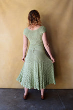Load image into Gallery viewer, 1950s knit dress . vintage 50s green dress . size s to m