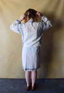 1920s embroidered set . 20s folk Hungarian dress . size xs to s