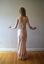 Load image into Gallery viewer, 1930s bias cut silk satin and chiffon gown . size xs to small