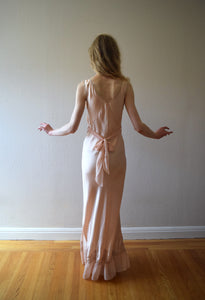 1930s bias cut silk satin and chiffon gown . size xs to small