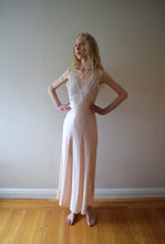 Load image into Gallery viewer, 1940s satin gown . vintage 40s pink nightgown . size xs to xs/small