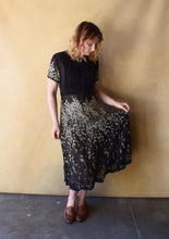 Load image into Gallery viewer, 1930s silk chiffon dress . vintage 30s floral dress . size s to s/m