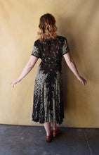 Load image into Gallery viewer, 1930s silk chiffon dress . vintage 30s floral dress . size s to s/m
