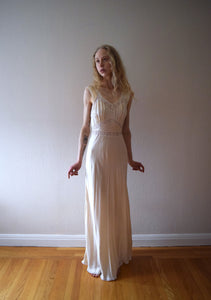 1940s 1950s silk gown . Heavenly Fischer nightgown . size xs to small