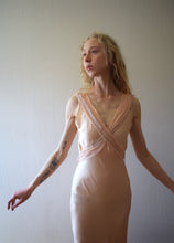 Load image into Gallery viewer, 1930s bias cut silk satin and chiffon gown . size xs to small