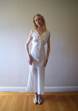 Load image into Gallery viewer, 1940s ivory satin bias cut gown . vintage nightgown . size xs to xs/small