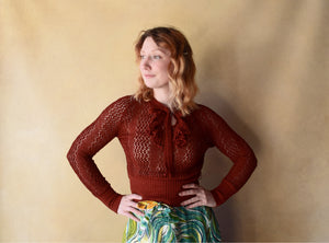 1930s knit top . vintage 30s crochet top . size xs to m