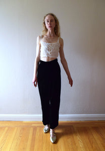 Antique net and lace top . vintage lingerie . size xxs to xs/small