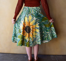 Load image into Gallery viewer, 1950s sunflower skirt . vintage 50s painted skirt . size xs to s