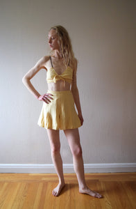 1930s 1940s playsuit . vintage yellow linen top and shorts . size xxs to xs