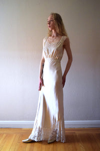 Vintage 1930s silk satin gown . bridal slip dress . size xs to medium